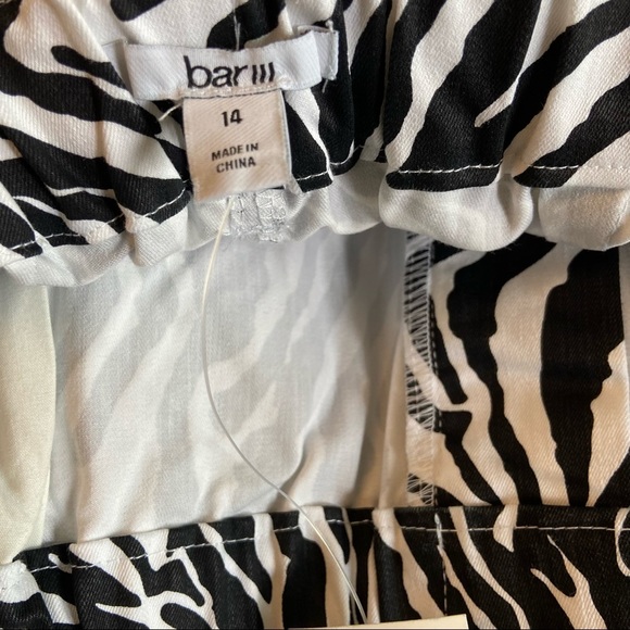 Bar III Zebra Mini Skirt Paperbag Ruffle High Waist Stretch Denim Women 14 - Picture 7 of 8